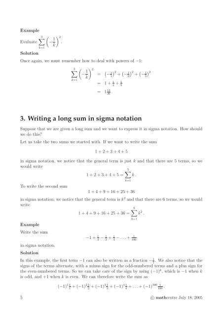 Sigma notation - Mathcentre