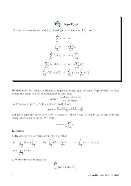 Sigma notation - Mathcentre