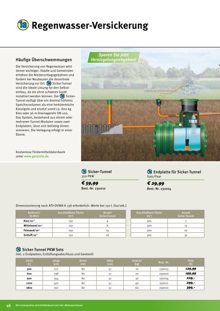 F.S. Baufachmarkt Regenwasser Katalog Garten