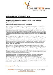 Pressemeldung 06. Oktober 2014 - Relaunch der Textagentur ONLINETEXTE.com - Texte schreiben, preiswert bleiben