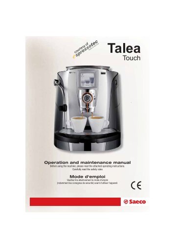 Saeco Talea Touch users manual - Maison Rondeau