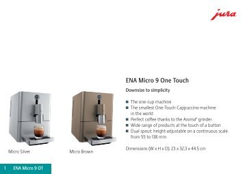 Jura Micro 9 Specification Sheet - Espressotec