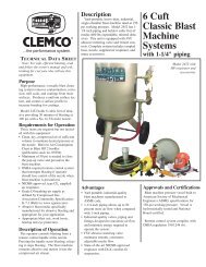 6 Cuft Classic Blast Machine Systems - Clemco Industries Corp.