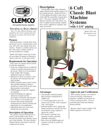 6 Cuft Classic Blast Machine Systems - Clemco Industries Corp.