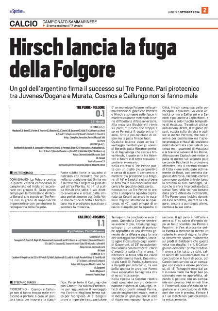 Lo Sportivo 06/10/2014