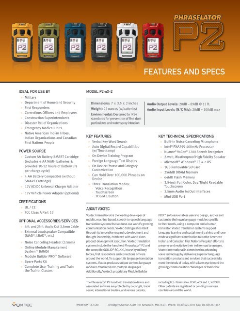 Phraselator P2 Product Sheet