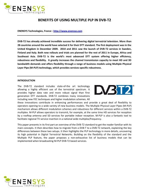 Benefits of using multiple PLP in DVB-T2.pdf - Enensys