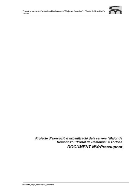 DOCUMENT NÂº4:Pressupost - tortosa.es