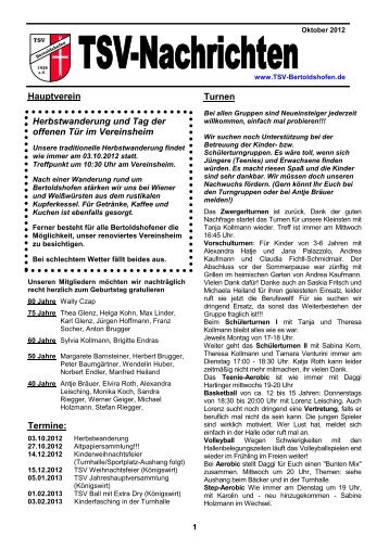 Vereinszeitung Oktober 2012 - TSV Bertoldshofen
