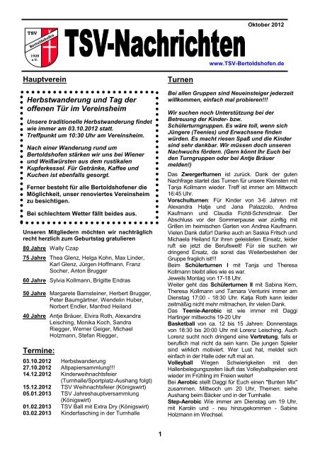 Vereinszeitung Oktober 2012 - TSV Bertoldshofen