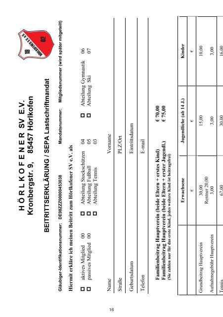 Hörlkofener Sportverein e.V. Skiprogramm 2014/2015