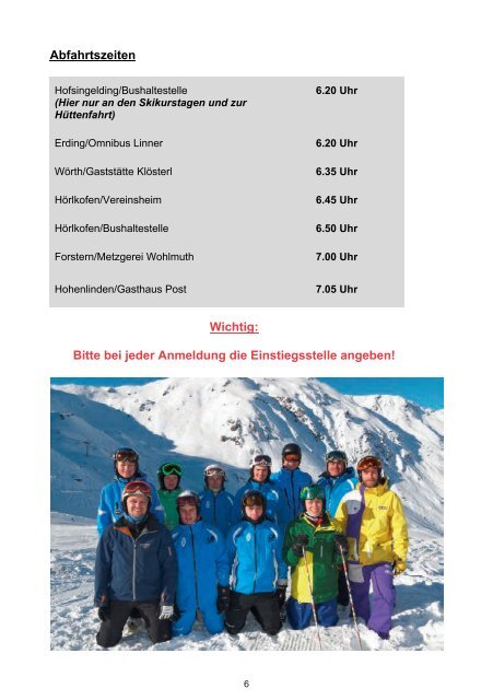 Hörlkofener Sportverein e.V. Skiprogramm 2014/2015