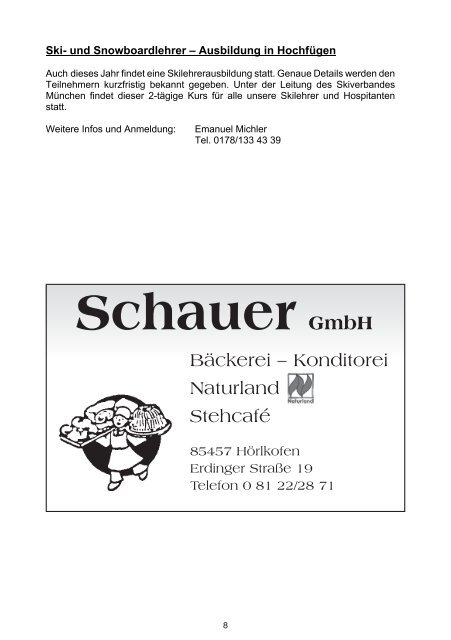 Hörlkofener Sportverein e.V. Skiprogramm 2014/2015