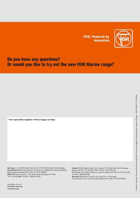 The FEIN Marine range - C. & E. FEIN Gmbh