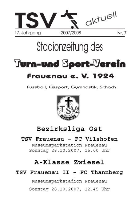 Stadionzeitung zum Spiel am 28.10.2007 ... - TSV Frauenau