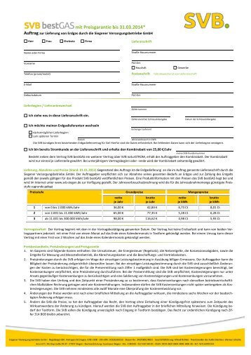 Lieferauftrag SVB bestGAS - Siegener Versorgungsbetriebe