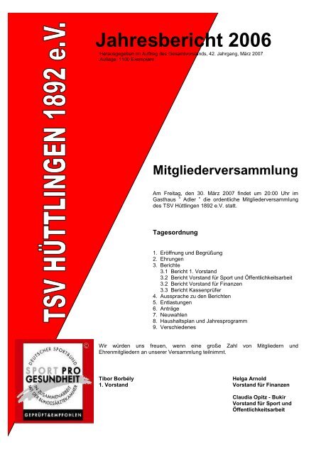 Jahresbericht 2006 - TSV HÃ¼ttlingen 1892 eV