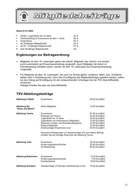 Jahresbericht 2006 - TSV HÃ¼ttlingen 1892 eV