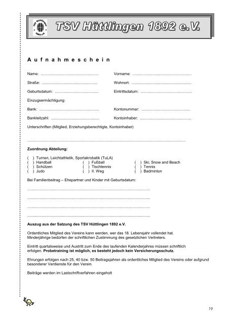 Jahresbericht 2006 - TSV HÃ¼ttlingen 1892 eV