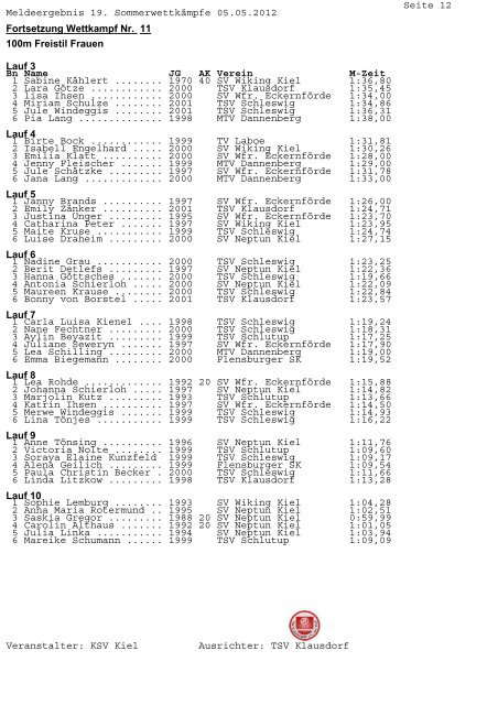 Meldeergebnis - Tsv-klausdorf-schwimmen.de