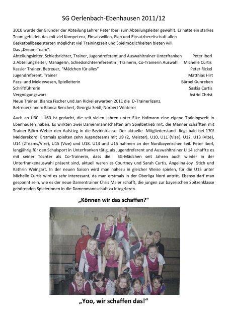 Vom „Streetball“ zum Basketball - TSV Oerlenbach