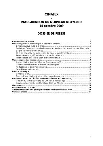 Dossier de presse inauguration Broyeur 8 (.PDF) - Revue ...