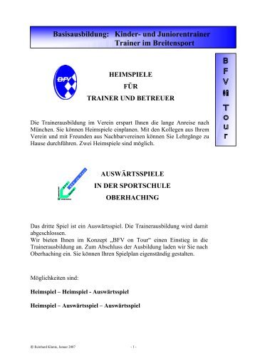 Basisausbildung: Kinder- und Juniorentrainer ... - TSV Pavelsbach