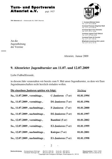 Einladung Jugendturnier - TSV 1972 Sickenhausen eV