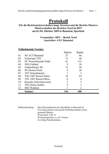 Protokoll - TSV 1891 Kassel