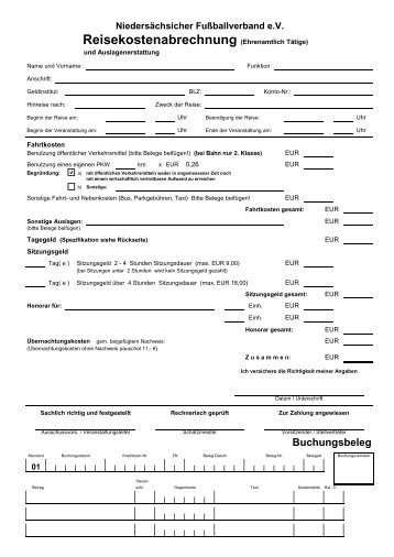 Reisekostenabrechnung (Ehrenamtlich TÃ¤tige) - TSV Adendorf