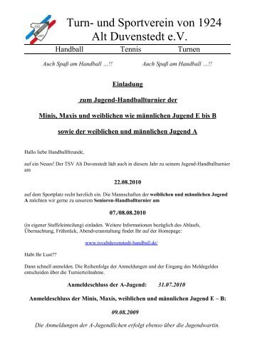 Einladung 2010 - TSV Alt Duvenstedt