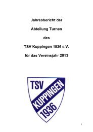 Jahresbericht der Abteilung Turnen des TSV Kuppingen 1936 e.V. ...