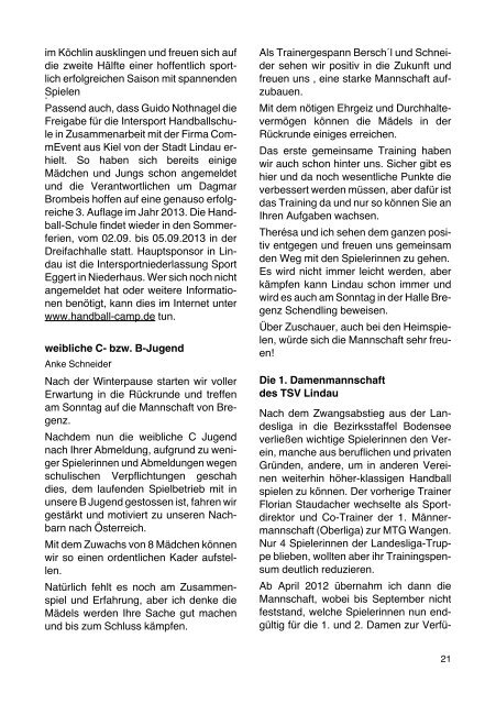 Kurier 01/2013 - TSV Lindau 1850 eV