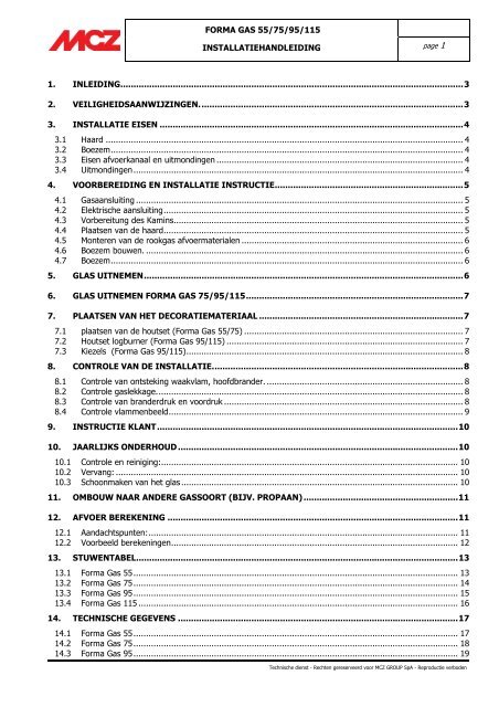 Manuale unico forma gas NL - MCZ