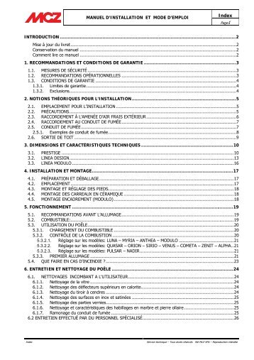 MANUEL D'INSTALLATION ET MODE D'EMPLOI ... - MCZ