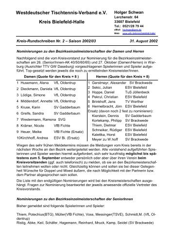 Westdeutscher Tischtennis-Verband e.V. Kreis Bielefeld-Halle - des ...
