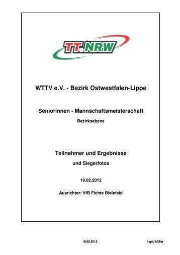 Infoblatt zur Seniorinnen Mannschaftsmeisterschaft auf Bezirksebene