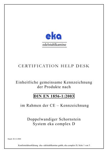 CE Zertifizierung - Schornsteinmarkt