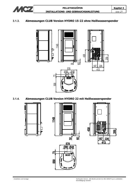 BETRIEBS- UND INSTALLATIONS-HANDBUCH - MCZ