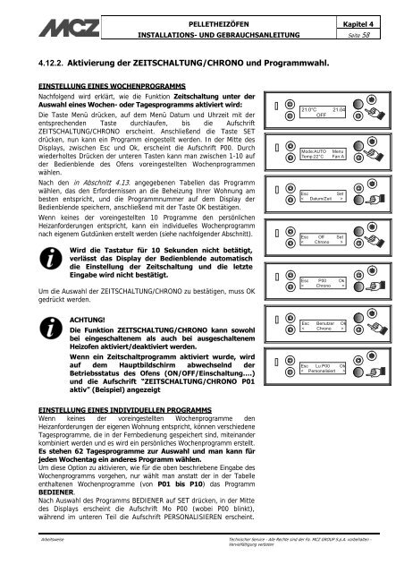 BETRIEBS- UND INSTALLATIONS-HANDBUCH - MCZ