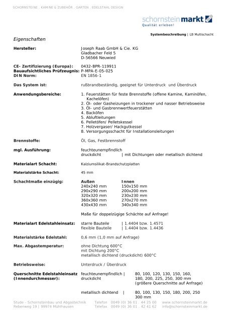 L90- Leichtbauschornstein LB Multischacht Ihre ... - Schornsteinmarkt