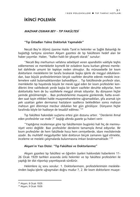 1929 polemikleri 'tÄ±p tarihi notlarÄ±' - TÃ¼rk Tabipleri BirliÄi