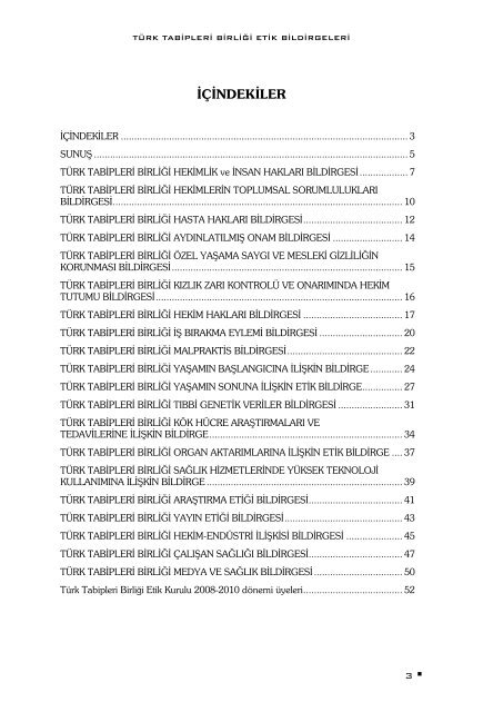 Etik Bildirgeleri - TÃ¼rk Tabipleri BirliÄi