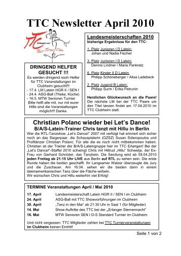 TTC Newsletter April 2010 - Tanz-Turnier-Club Erlangen e.V.