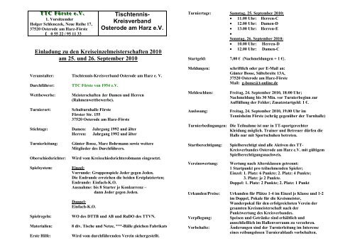 Tischtennis- Kreisverband Osterode am Harz e.V. ... - TTC Hattorf