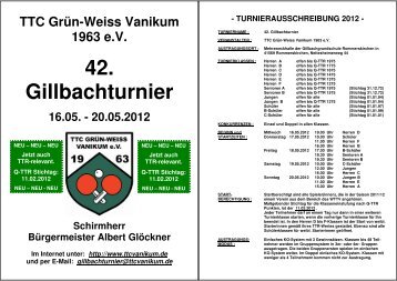 42. Gillbachturnier - TTC GrÃ¼n-Weiss Vanikum