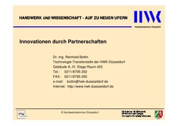 handwerk und wissenschaft - auf zu neuen ufern - TTH-NRW