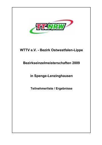 WTTV e.V. - Bezirk Ostwestfalen-Lippe Bezirkseinzelmeisterschaften ...