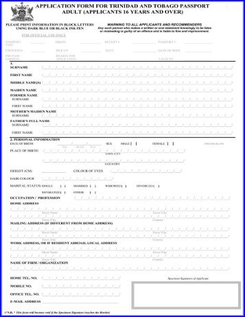 Passport Application Form Adult - High Commission for the Republic ...