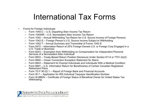 U.S. Income Tax Compliance